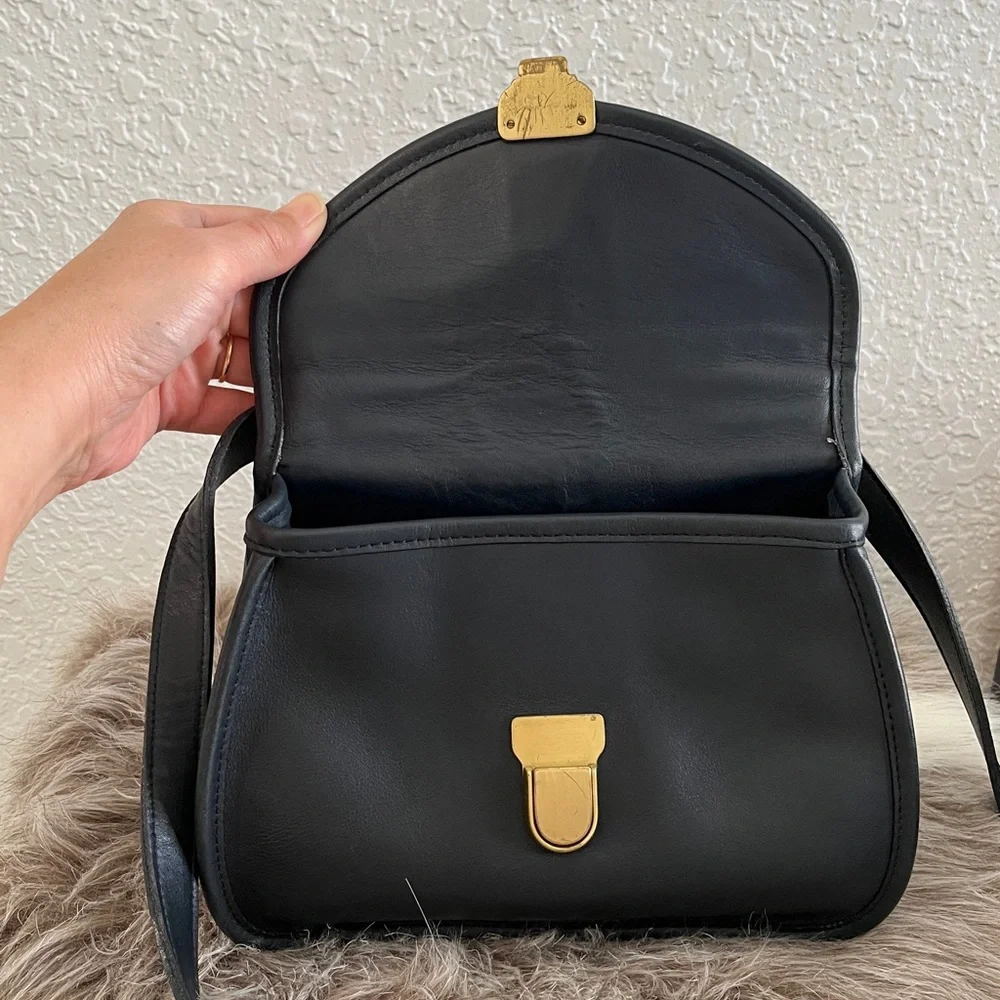 Rare Vintage Coach Ashland Bag 9914 Full Grain Cowhide Leather- Navy Blue - Picture 12 of 16